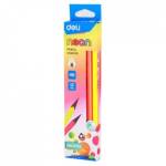 Карандаш ч/гр. Deli EU54600-1 Neon НВ трехгран. пластик ластик