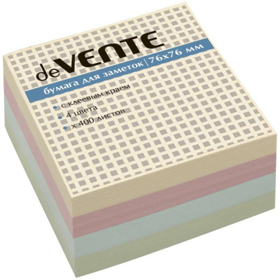 Стикеры 75х75 мм 400 л "deVENTE" 4 цвета пастель 2010341