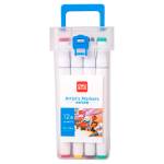 Набор маркеров 12 цв. Deli 70816-12 двухсторон. 1-5мм для скетчинга пласт.кор.