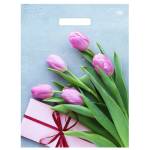 Пакет полиэт. Тюльпаны с вырубной ручкой 40*31 60мкм ШК1051/701495