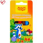 Карандаши цв. 6 цв. Мульти-Пульти Енот на лугу толстые короткие  14755