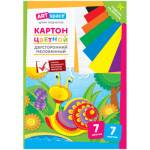 Картон цветной А4 7 л. 7 цв. ArtSpace двухстор. мелов. в папке Нкм7-7дв_28665