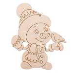 Заготовка для декорирования Снеговик с птичкой подвеска фанера ВД-1200