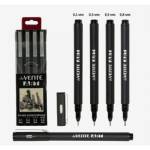 Набор капиллярных ручек 4шт deVente Art черный d-0,1/0,3/0,5/0,8 5060302