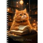 Дневник читательский 56 л. (спираль) П-П Кот пласт.обл.+закладка Д56-6610