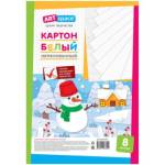 Картон белый А4 8 л. ArtSpace Снеговик немелов. в пакете Нкн8б_28640