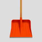 Лопата снеговая Высокой прочности 420*420мм оранж. пластик с кромкой с черенком