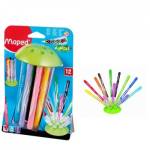 Фломастер 12 цв. Maped JUNGLE смываем. с колпачками на подставке 845445