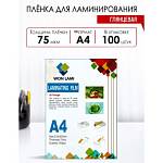 Пленка д/ламинир. А4 75 мкм 216*303 мм. 100 шт. 7668