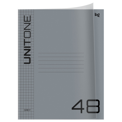 Тетрадь 48 л. (клетка) БиДжи UniTone пластиковая обложка серый Т5ск48_пл 06760 