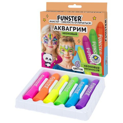 Аквагрим для лица и тела 6 неоновых цветов FUNSTER 192573
