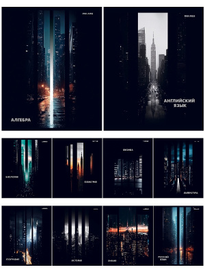 Комплект тем. тетрадей 48 л. 10 шт. П-П DARK CITY 48-4413