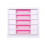 Лоток горизонтальный Deli 5 выдвиж. ящиков EZ01043 белый/малиновый