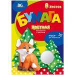 Бумага цветная А4 8 л. 8 цв. БиДжи Лисичка-сестричка мелов. папка БЦм4п8 7711 с рисунком