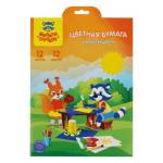 Бумага цветная А4 12 л. 12 цв. Мульти-Пульти Приключения Енота самоклеящ. в папке БЦс12А4_38725